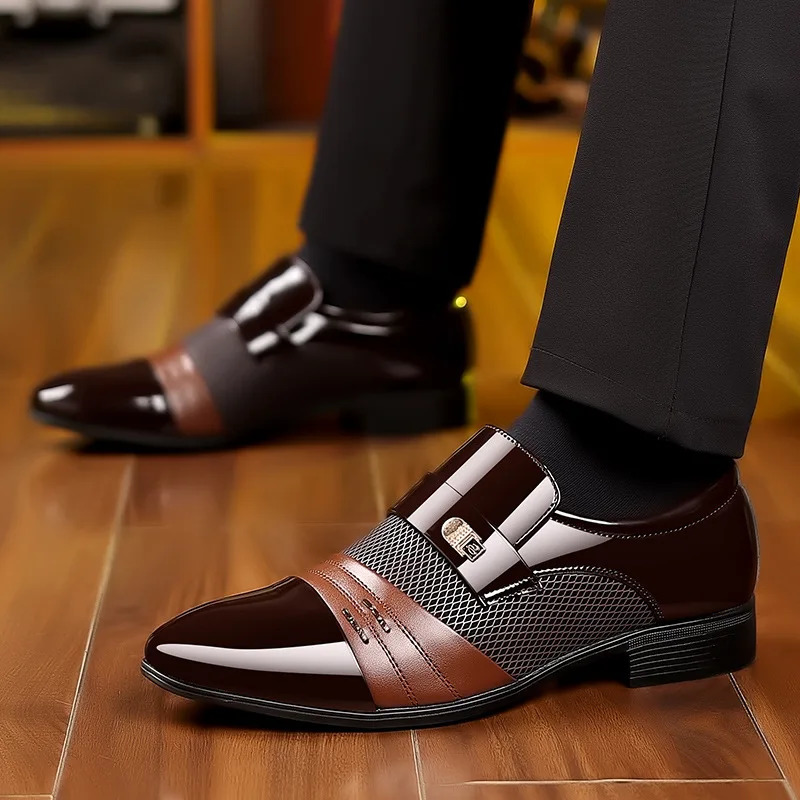 Classic Business Dress Men Shoes Formal Slip On Dress Shoes Mens Oxfords Footwear Elegent Leather Shoes For Men Loafers Wine Red 241118