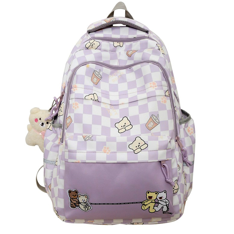 Preppy Schoolbag 2023 New Style Plaid Simple Backpack Large Capacity Junior High School Students Leisure Backpack