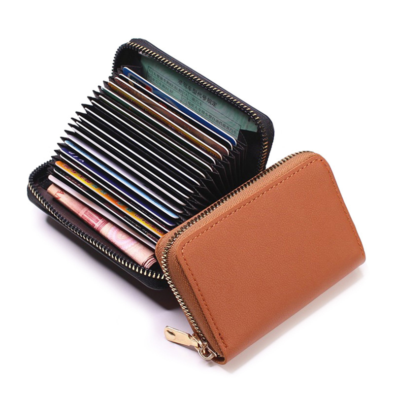 Business Card Holder Wallet Women Men Solid Color Portable Multifunction Bank/ID/Credit Card Holder Multi-Card Wallet Case
