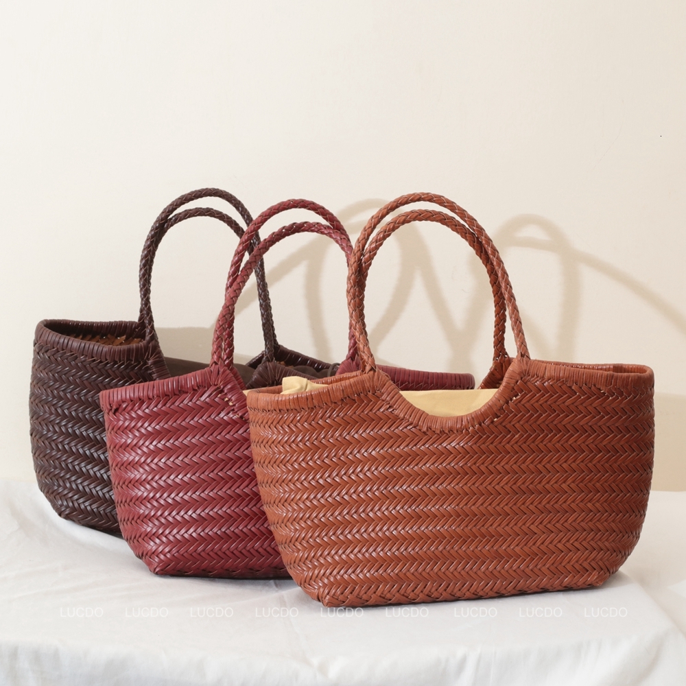 Handbags Women's Genuine Leather Shoulder Weaving Casual Shopping Bag Vintage Big Tote Purse Cowhide Cross Hand Bags Lady Sleek design BagVoyage
