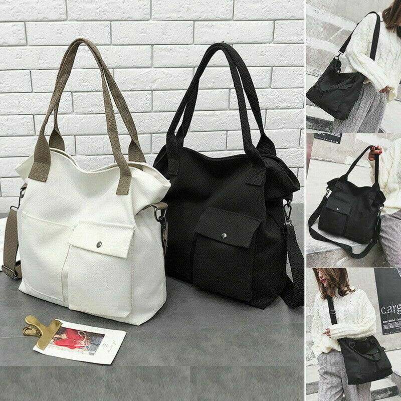 Canvas Tote Bags Women Luxury Designer Multi-pocket Shoulder Bags Black White Ladies Crossbody Bags Large Shopping Bags Handbag