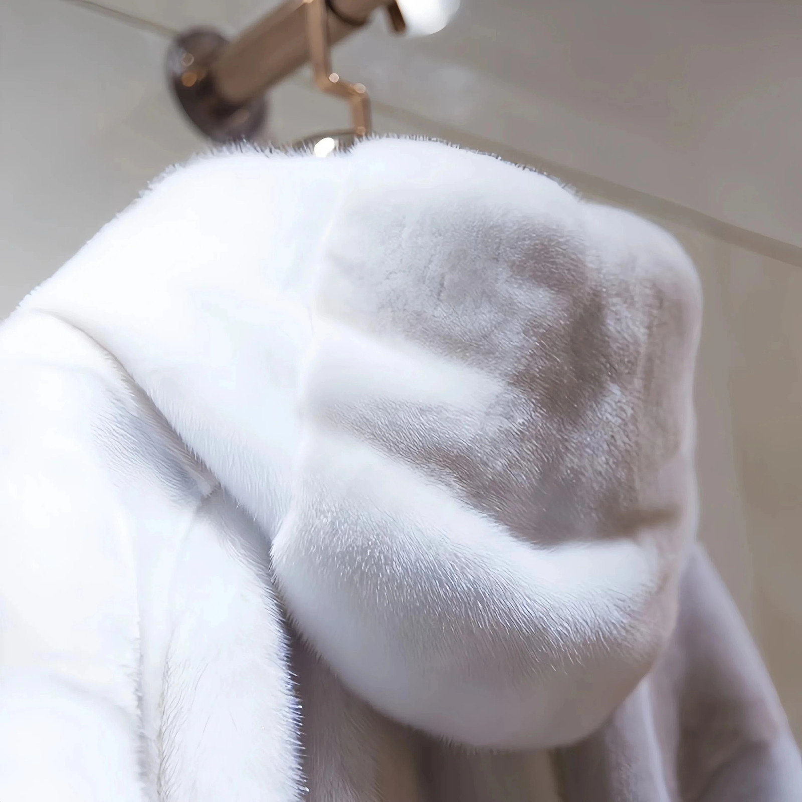 Womens faux mink coat hooded long jacket thick warm clothing batwing sleeves high quality autumn/winter 241107