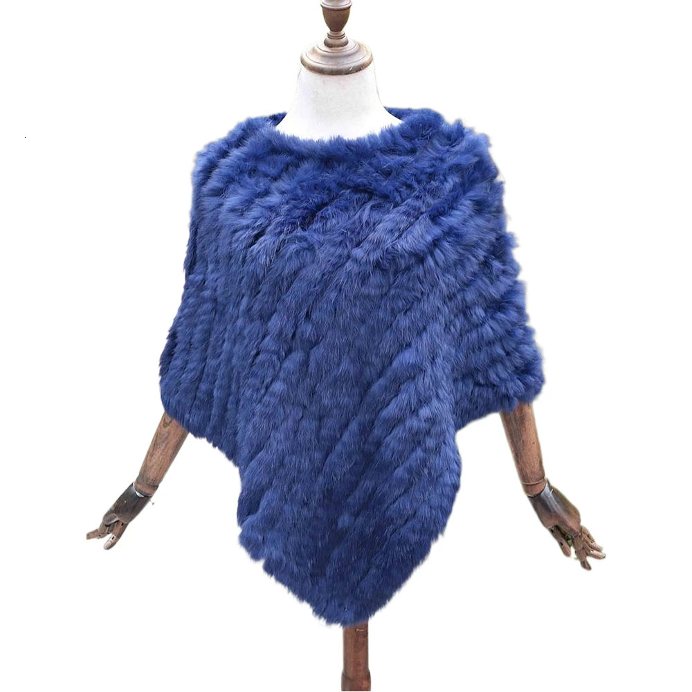 ZDFURS * Winter Knitted Natural rabbit fur Poncho Fashion Rabbit Fur Shawl Genuine Rabbit Fur warps Women Fur Poncho 241107