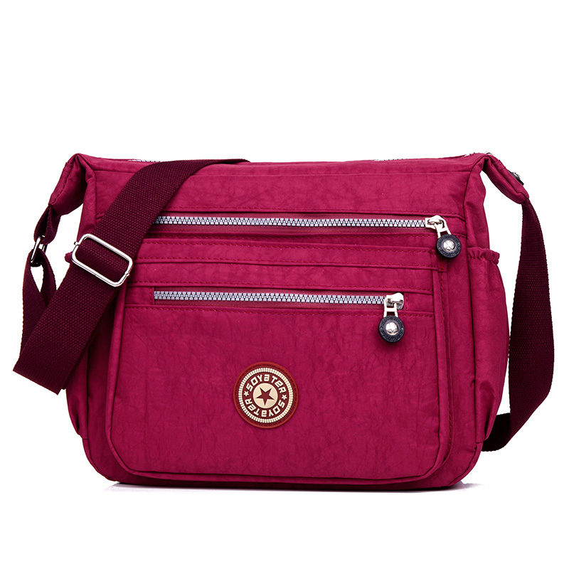 Bolso de hombro de tela de moda para mujer, bolso cruzado de nailon impermeable con estampado floral y cremallera, estilo preppy