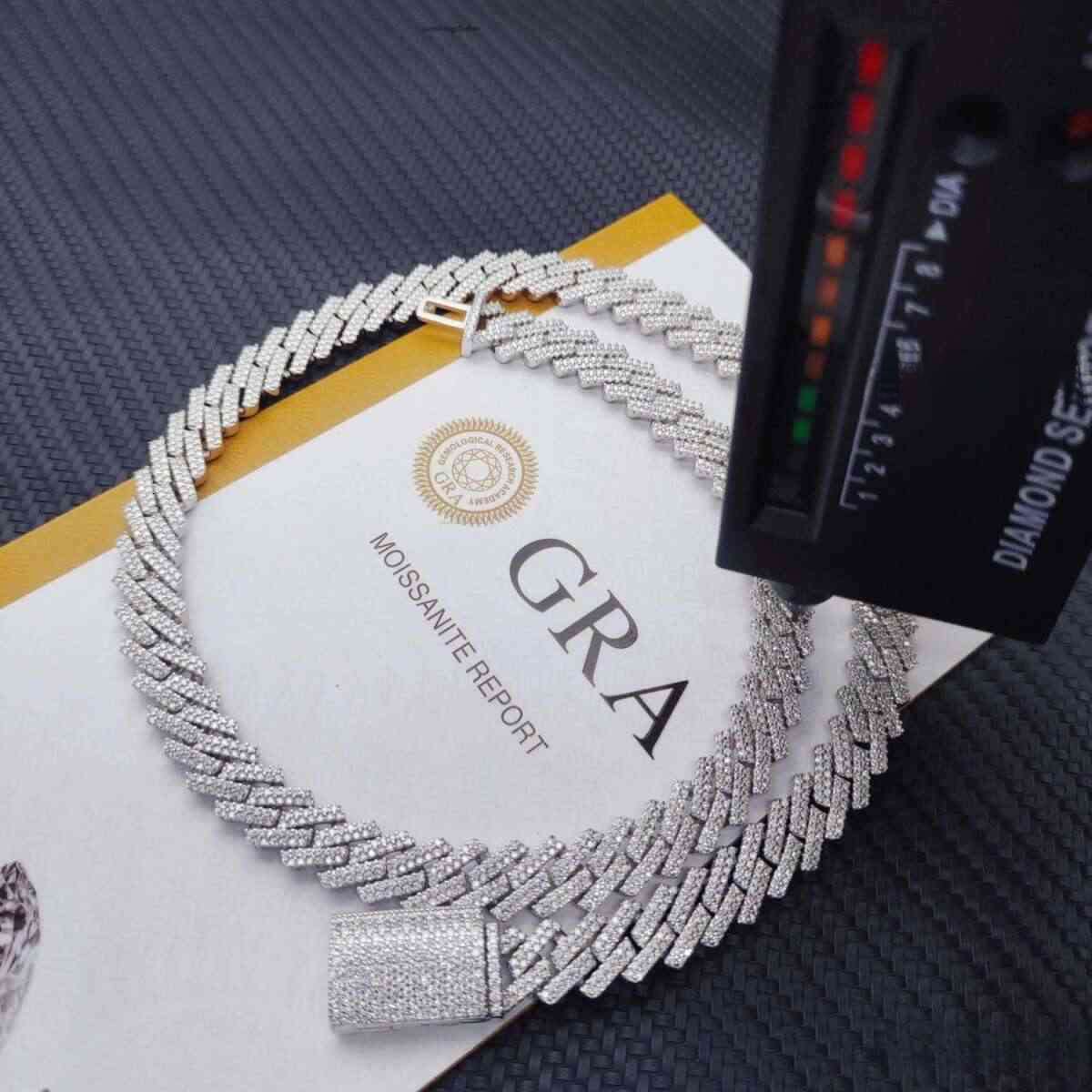 pass test 8-14mm fashion wide GRA moissanite dia gold Sterg Sier cuban k chain for Men Hip Hop necklace Free delivery to your doorstep