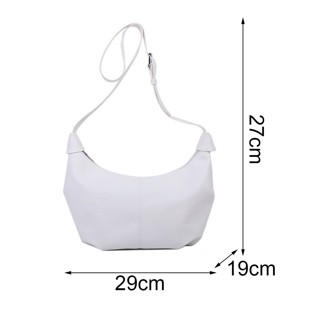 Retro Spring Woman New Solid Color Large Capacity Wide Single Strap Zipper Fashion Half Moon PU Leather Chest Bag All Match