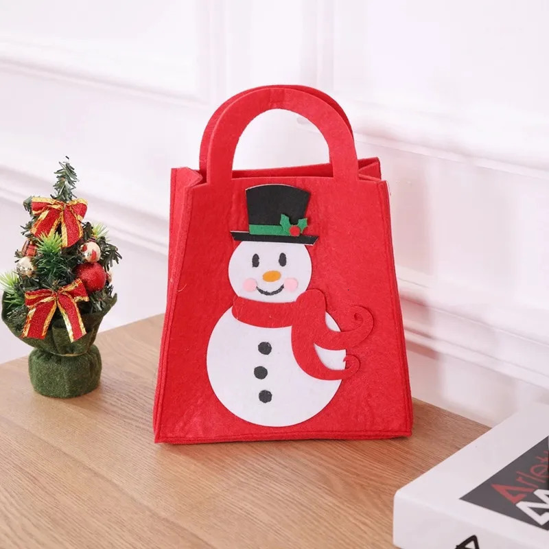 Felt Christmas Bag Santa Claus Gift Candy Handbag Snack Biscuit Storage Bag Reusable Mini Handbag Year Decoration 241107