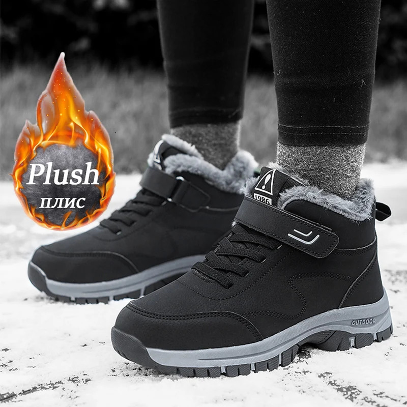 Mens Snow Boots Waterproof Sneakers Super Warm Plush Women Boots Outdoor Non-slip Couple Hiking Boots Work Shoes Winter 241106