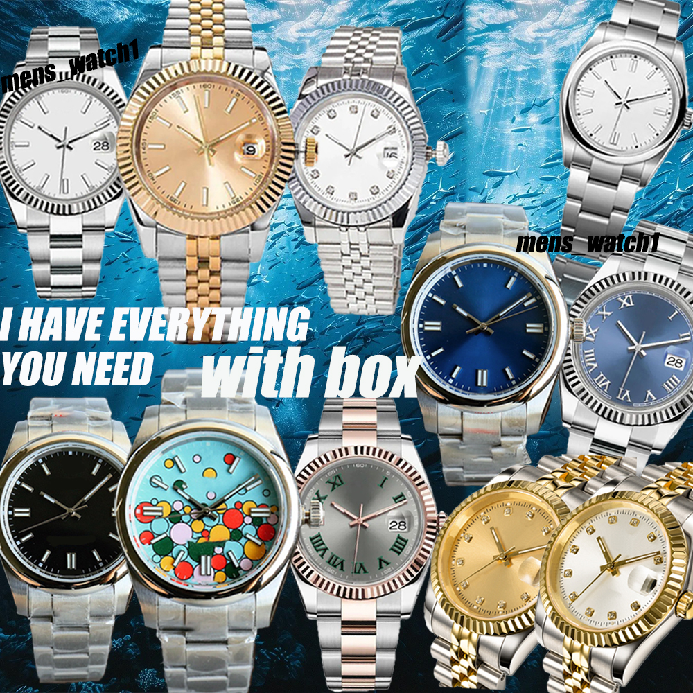 watch mechanical movement mens watches stainless steel womens watch calendar couple waterproof luminous diamond studded dial with box 36/41mm