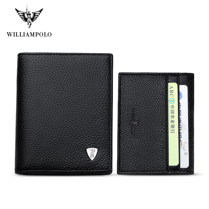WILLIAMPOLO Genuine Leather Men Wallets Brand Luxury RFID Bifold Standard Wallets Coin Purse Business Card Holder Wallet PL213