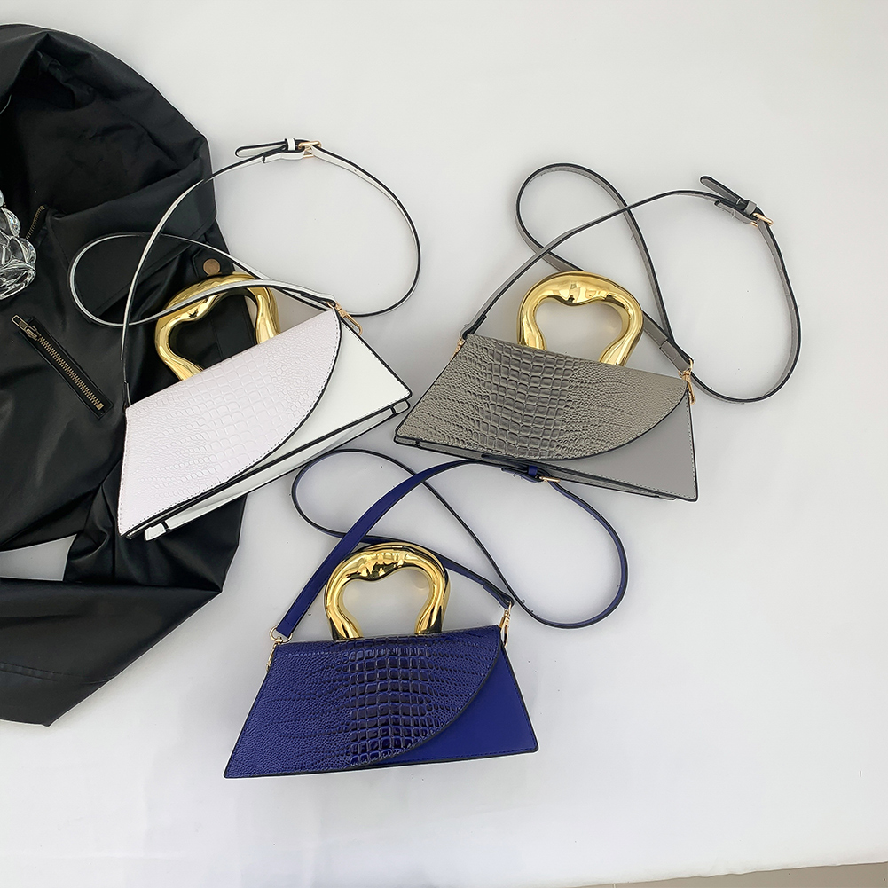 Women Trendy Handbag Large Capacity Crocodile Pattern Stylish Crossbody Bag Solid Color Adjustable Strap for Party Vacation