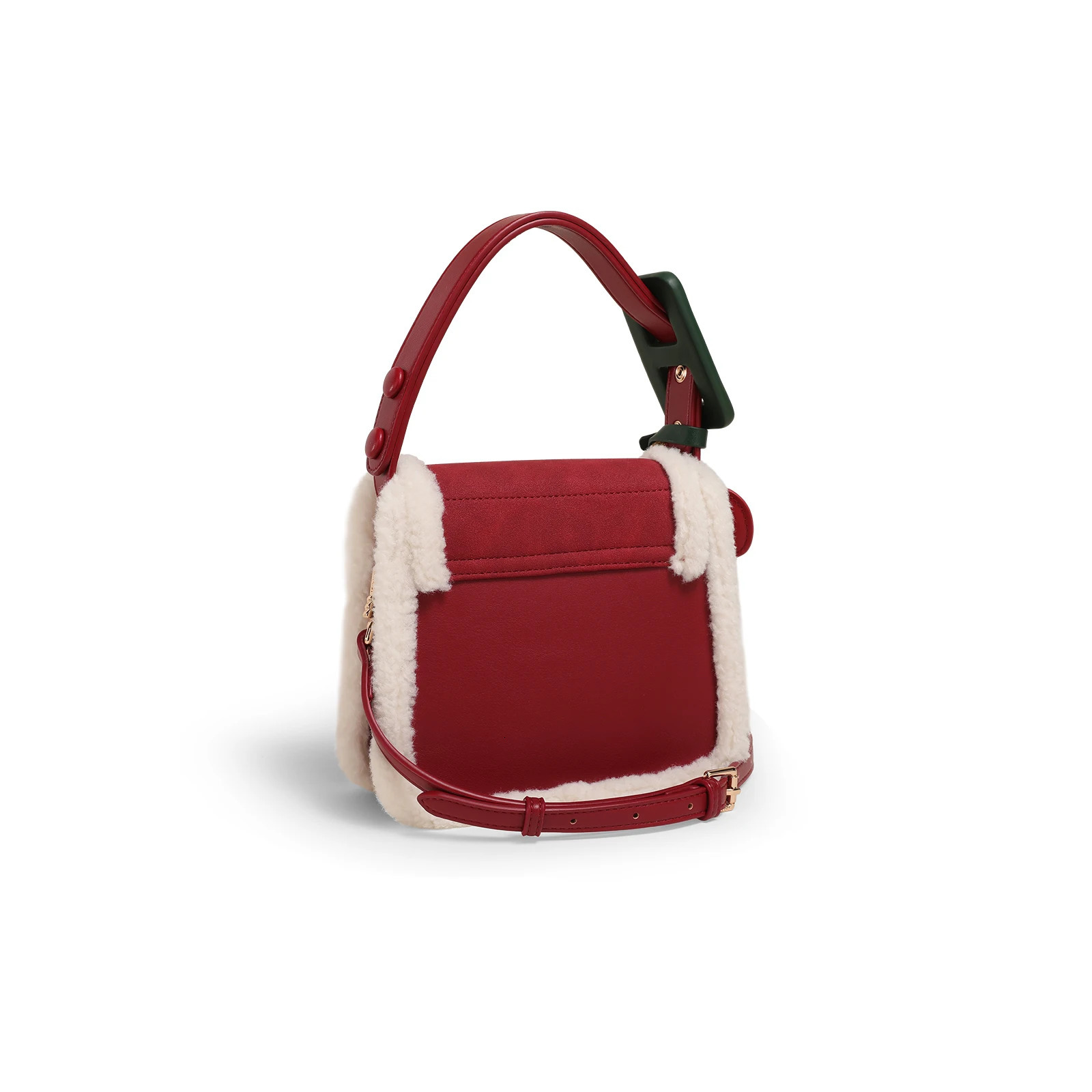Home>Products>Autumn>Winter Texture Christmas Atmosphere>Shoulder Bag>Plush Cherry Saddle Bag 241106