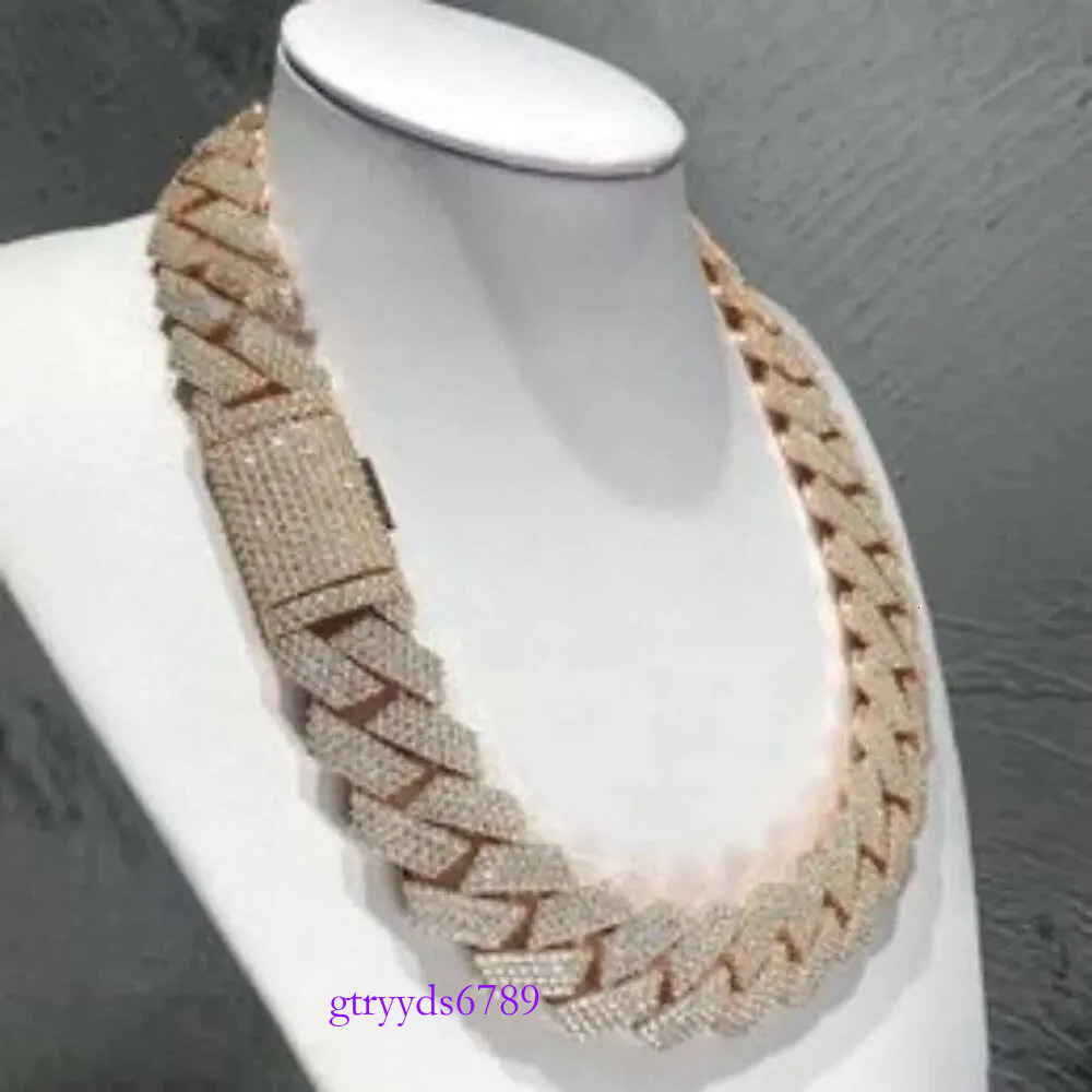 Dia Gold Necklace 20mm Width 3 Row Hop Hip Jewelry Iced Out Moissanite Dias Cuban k Chain Necklaces Designer Bracelet Free