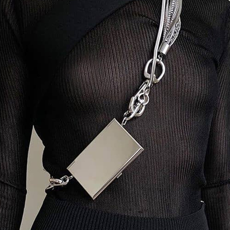 Mini purse Metal Decorative Chain Wallet Mini Bag Necklace Women Crossbody Bags Female Removable Chain Shoulder Strap Clutch Bag