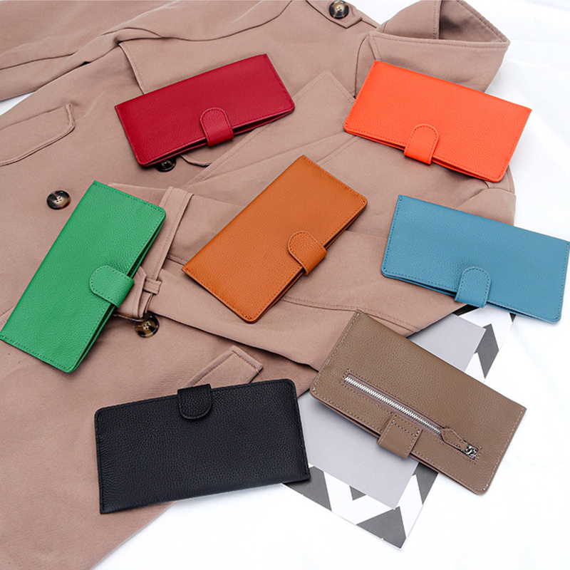 Leather Women Long Wallet Money Slim Clutch Bag for Ladies Fashion ID Credit Card Holder Purse Envelope Wallets Clip Phone Pouch