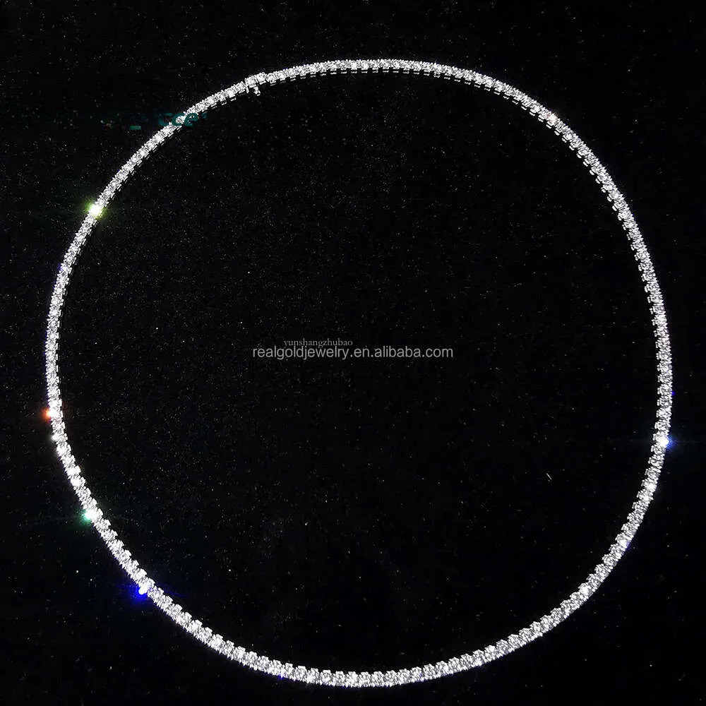 Style Design 14K Au585 Solid Pure White Gold Lab Grown Dia Moissanite Tennis Necklace for Women Wedding
