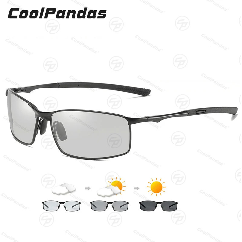 CoolPandas Classic Square Pochromic Sunglasses Mens Chameleon Womens Sunglasses Anti Driving Oculos de Sol 241106