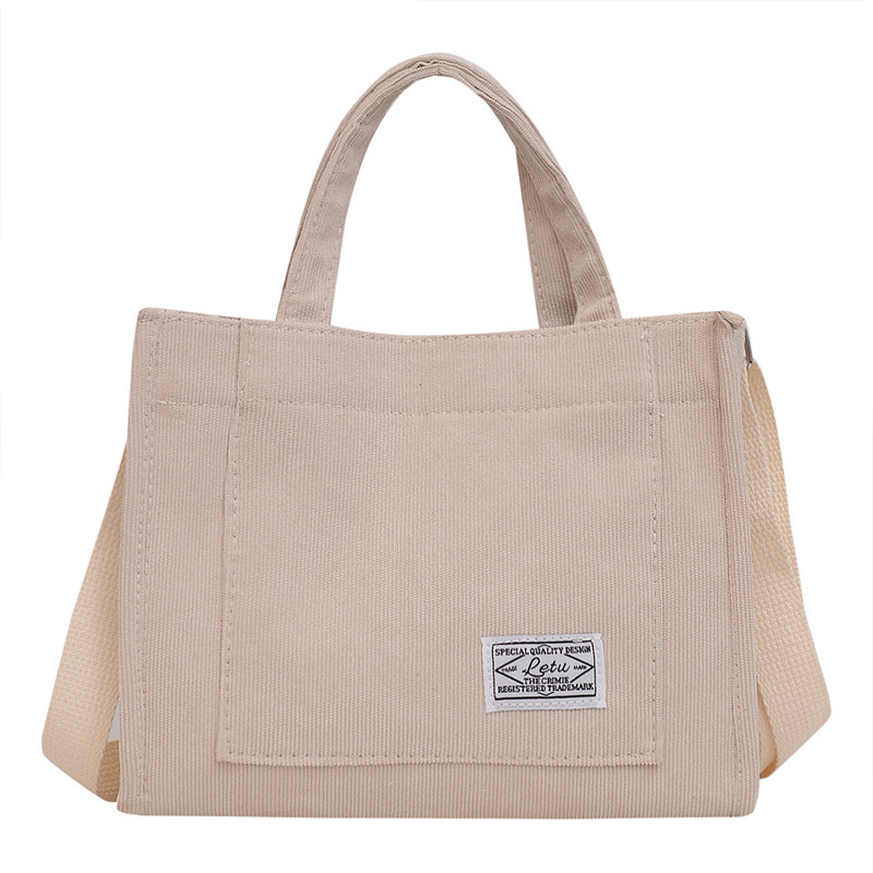 Corduroy Casual Women's Tote Shoulder Bag Retro Art Canvas Crossbody Bags for Women Cotton Zipper Handbags Luxury Designer