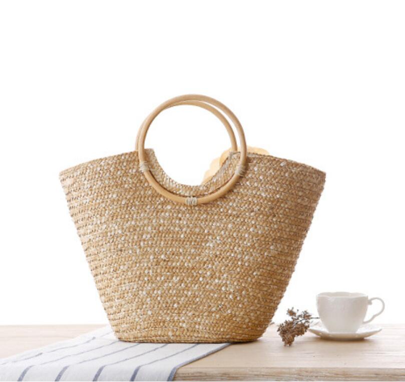 Women's boutique woven handbags fashion flowers handkerchief straw beach bag large capacity dumplings women's handbag wholesome