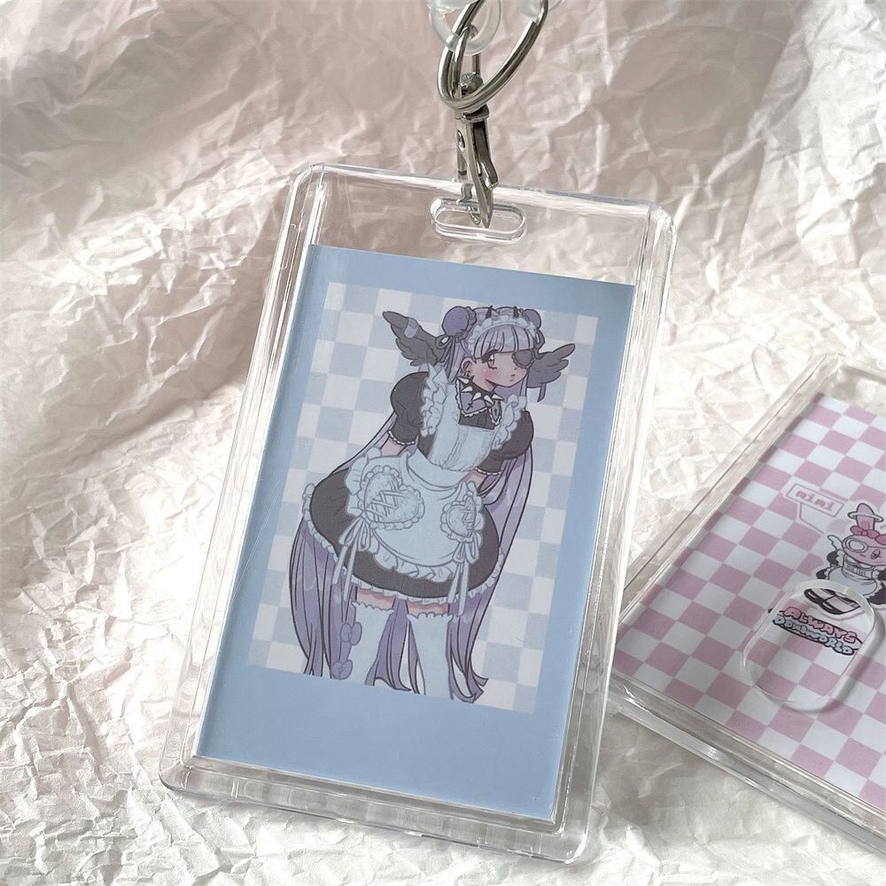 Transparent Acrylic Card Holder Horizontal/Vertical Photocard Holder With Keychain Spring Rope New Fashion Bus Card Protector