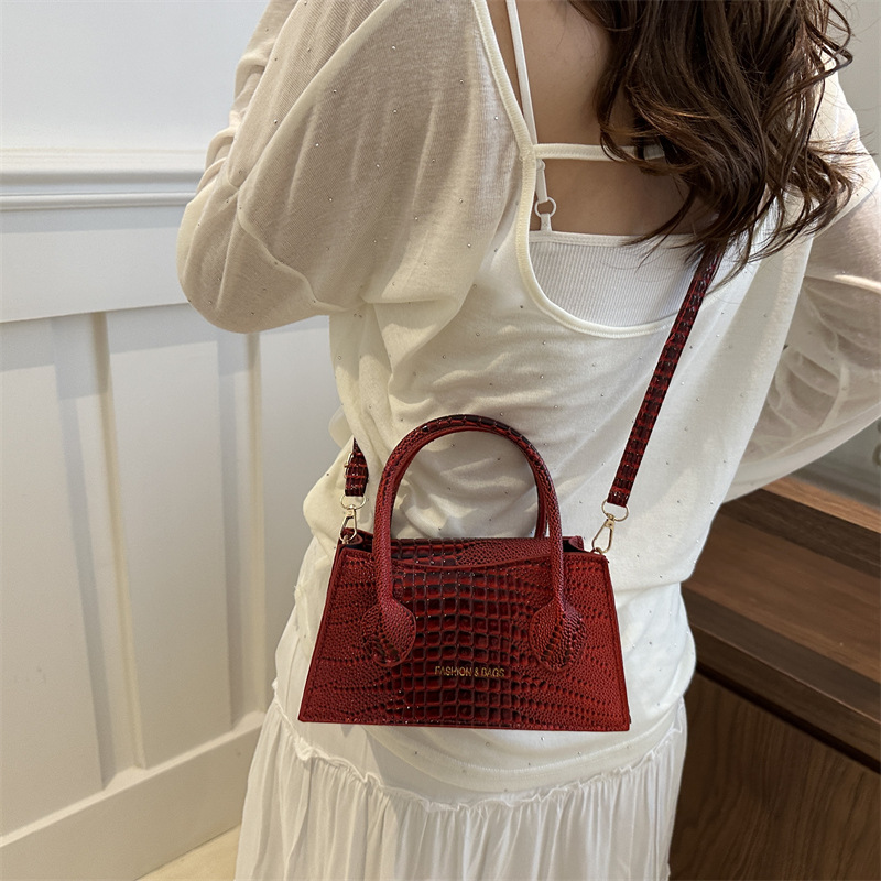 Fashion Female Shoulder Bag Alligator Pattern Small Square Bags for Women Pure Color Vintage Crossbody Bags PU Leather Handbags