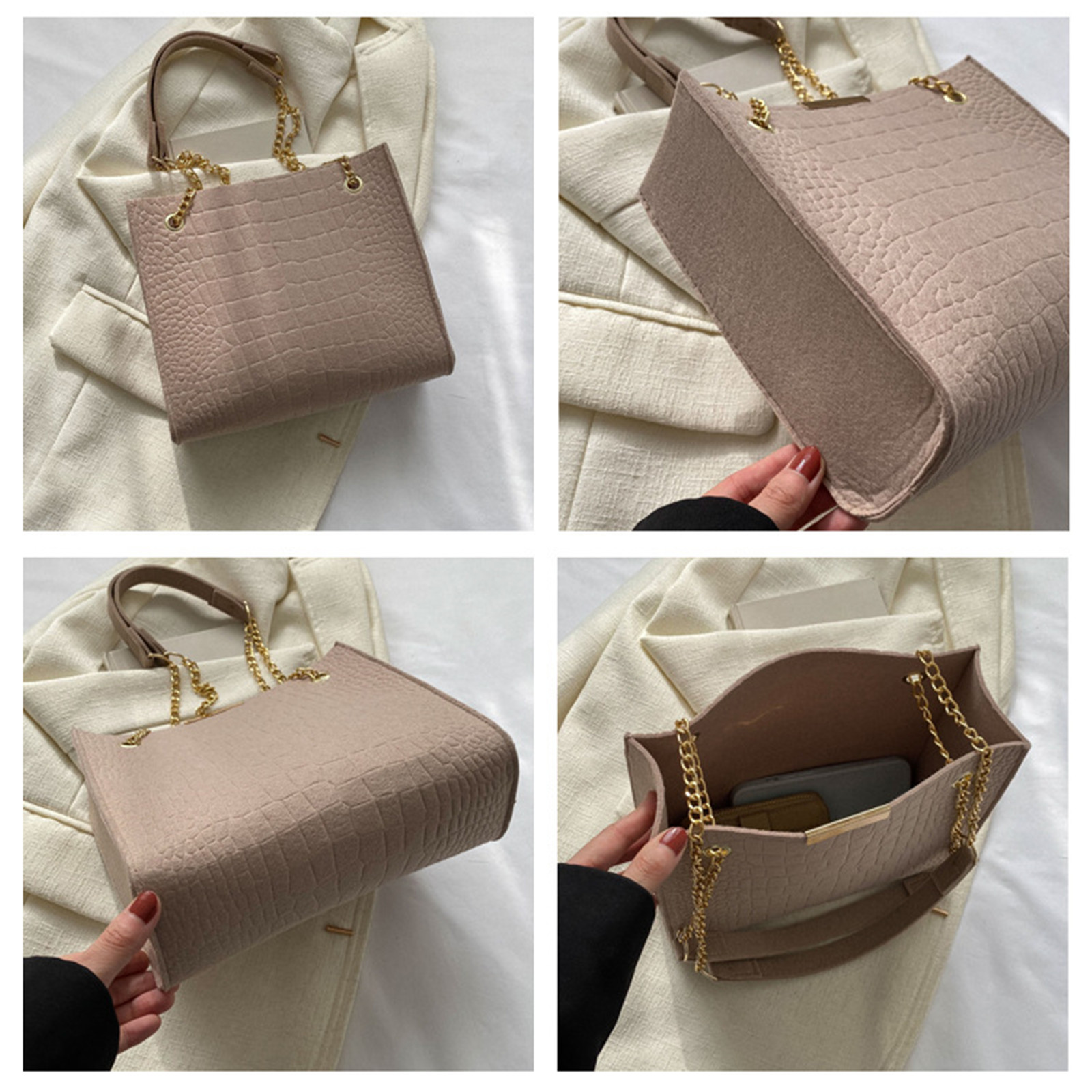 Chic Chain Handbag Versatile Crossbody Tote Trendy Chain Shoulder Bag Fashionable Tote Bag Chain Crossbody Casual Shoulder Bag