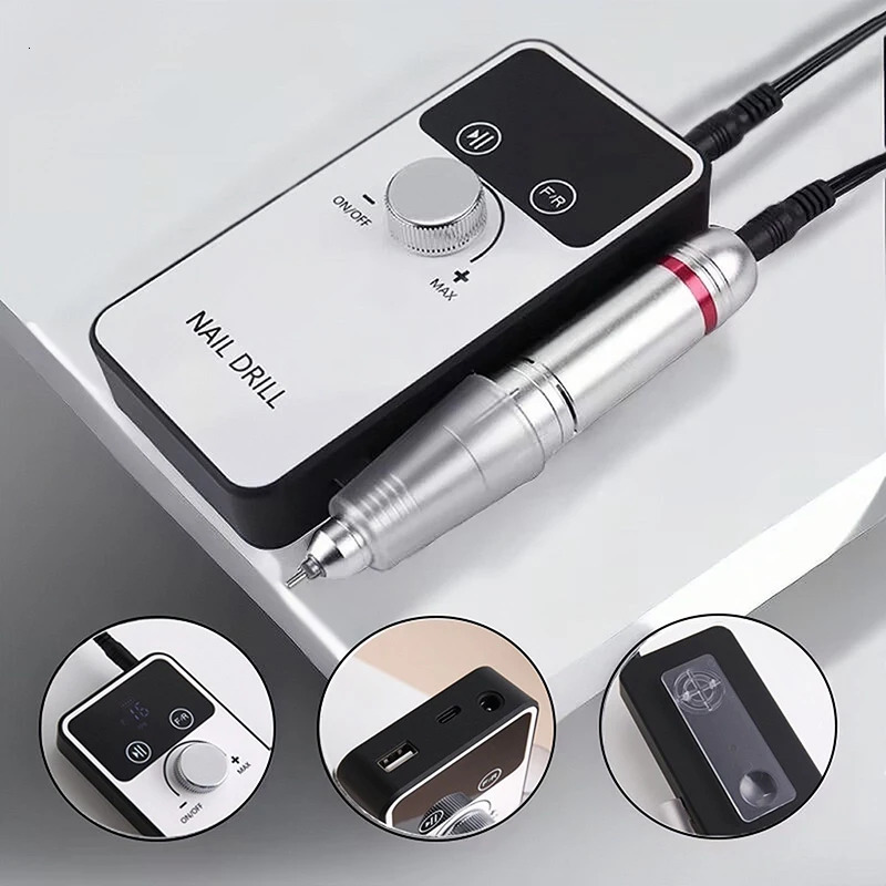 45000RPM Professional Electric Nail Drill Machine Rechargeable Nail File Nails Accessories Gel Nail Polish Sander Low Noise 241106