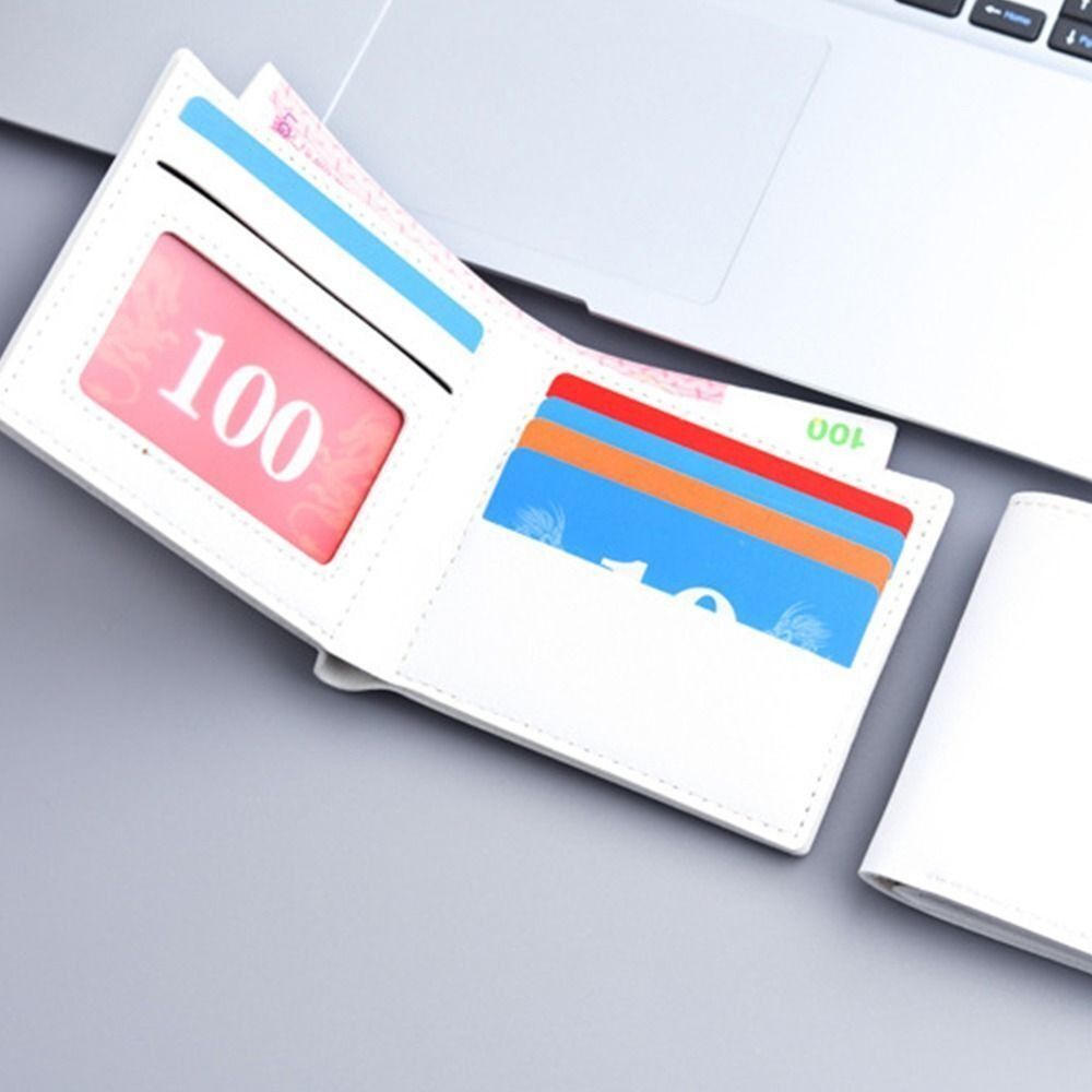 Men Short PU Leather Wallet Simple Solid Color Thin Male Credit Card Holder