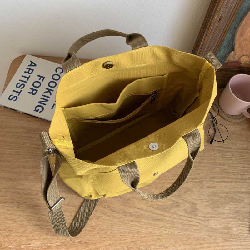Hylhexyr Women Cotton Canvas Messenger Bags Tote Magnetic Buckle Shopping Bag Travel Handbag With Adjustable Shoulder Strap