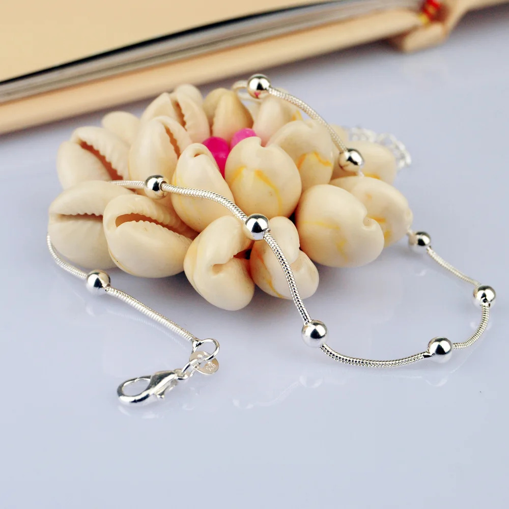 100% 925 sterling silver Moda Praia ankle bracelet leg fashion summer beach foot jewelry Tobilleras De Plata Para Mujer 241107