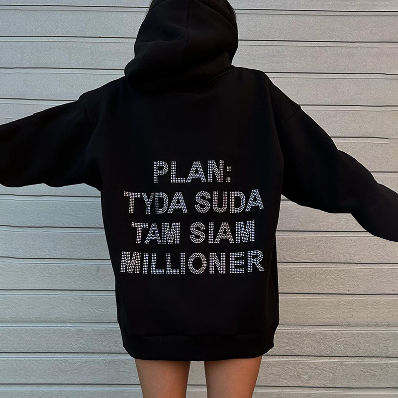XS-5XL European off shoulder sleeve autumn new designer long sleeved hooded sweatshirt street fashion versatile top trendy T-shirt