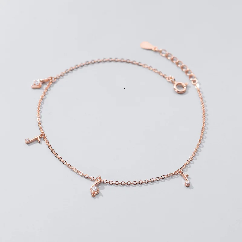925 silver womens ankle bracelet leg chain music note ankle bracelet fashion trend rose gold platinum color 21 cm adjustable 241107