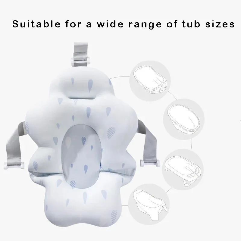Baby Bath Seat Support Mat born bath Tub Nonslip Pad Safety Soft Cushion Pillow 54x41cm 241106
