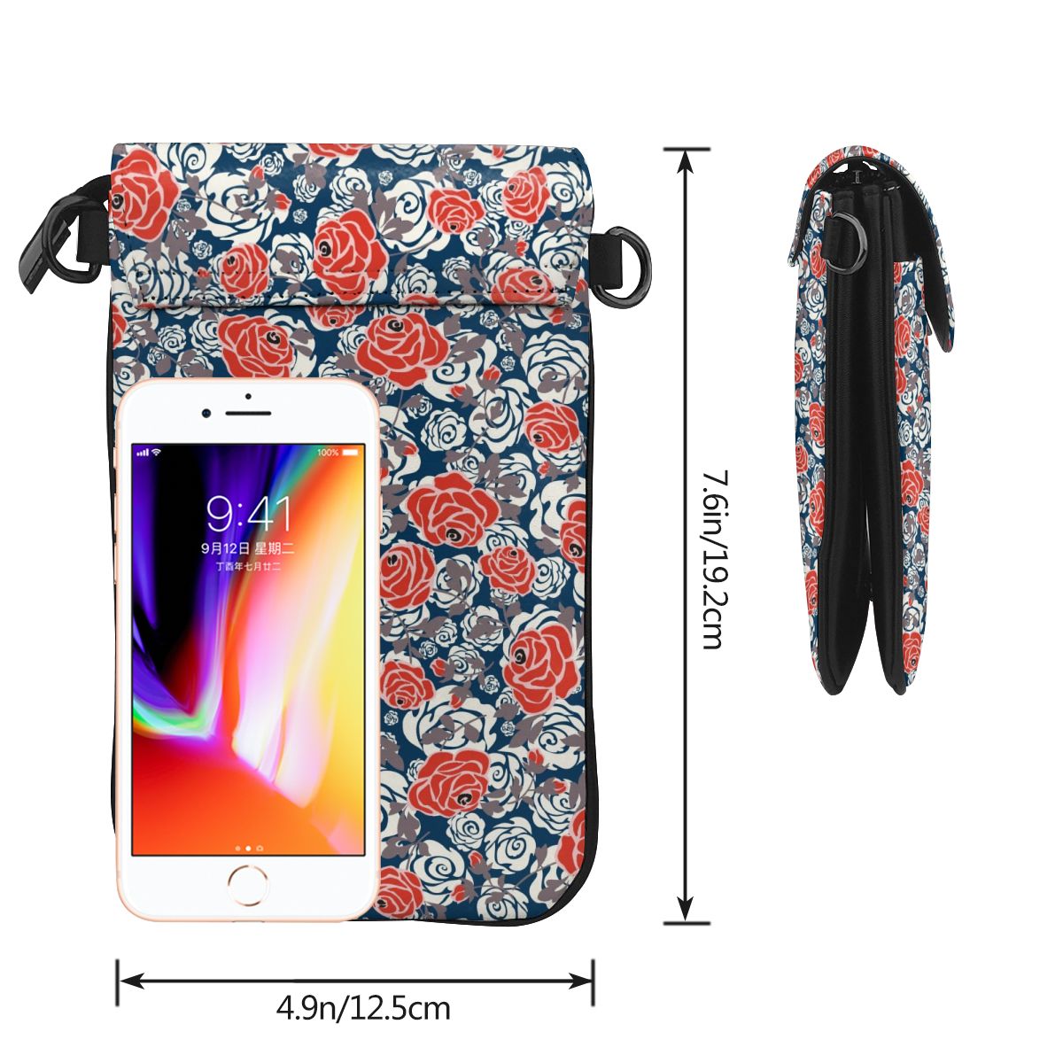 NOISYDESIGNS Fashion Casual Phone Coin Shoulder Bag Small Women PU Leather Messenger Bags Floral Clutch Zipper Crossbody Bag