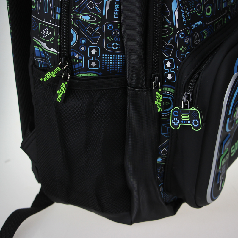Australia Smiggle Original Children's Schoolbag Boys Backpack Waterproof Black Game Console Handle Bag 7-12 Years Old 16 Inches
