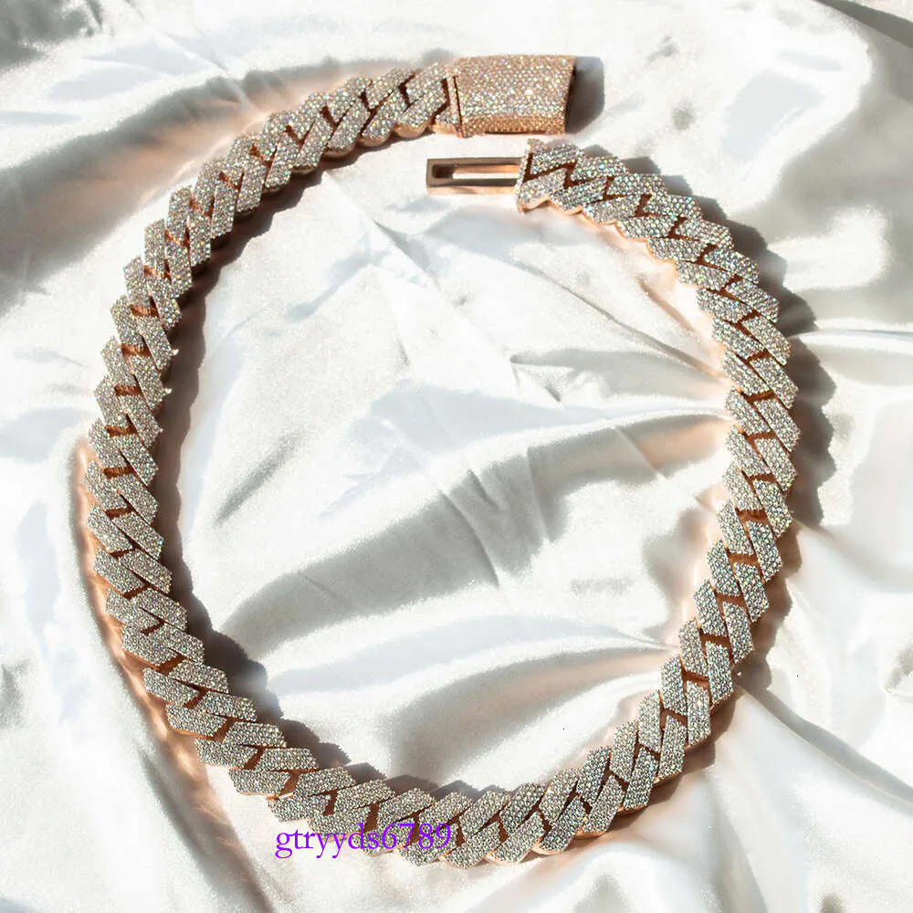 Kibo Custom Hip Hop Designer Necklace Jewelry Vvs Sterg Sier Def 20mm Dia Moissanite 14k Rose Plated Cuban k Chain