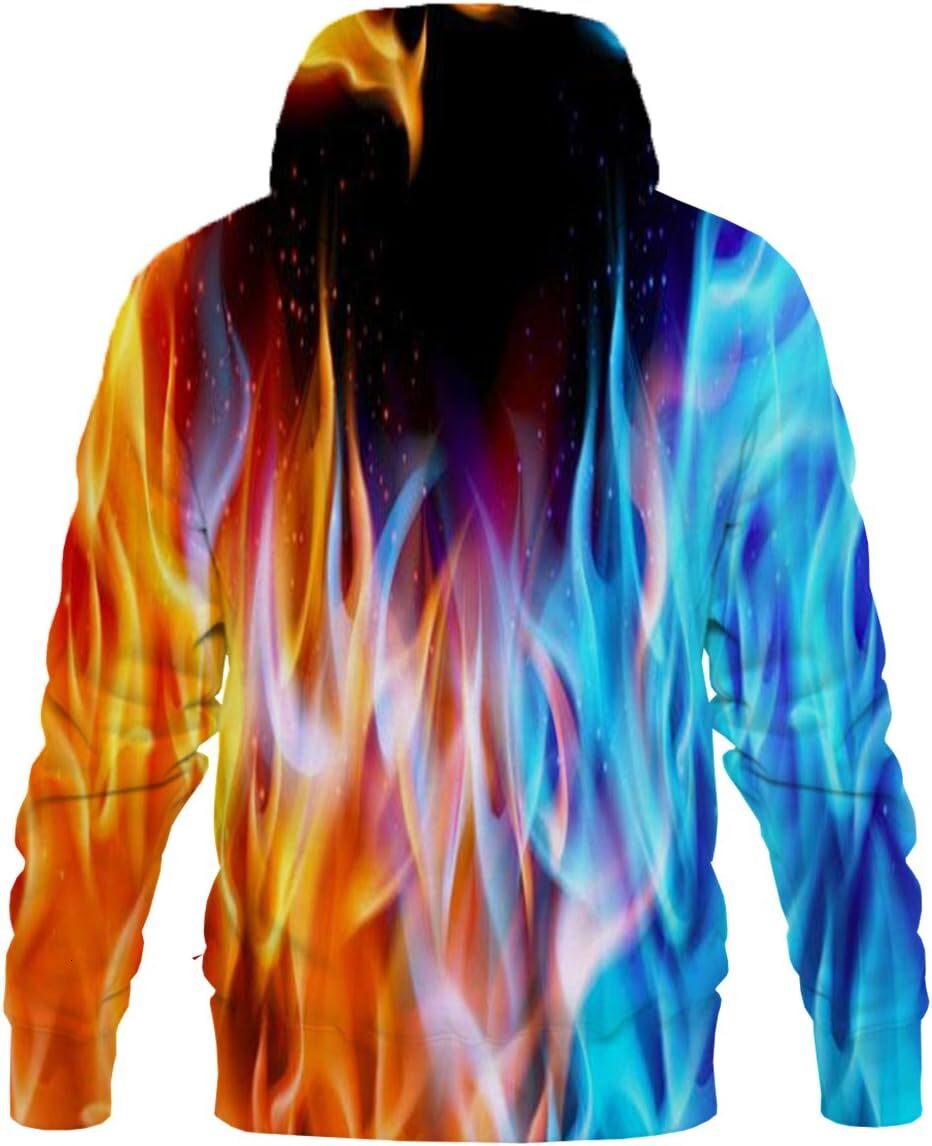 Hoodie for Mens Unisex 3D Printed Hoodies Casual Workout Hoodie Sweater Sweatshirt Graphic Hoodies sweatshirt Cool Orange Blue Pattern