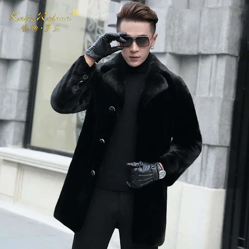 Mens mink coat full mink coat medium to long fur coat mens fur coat 241107