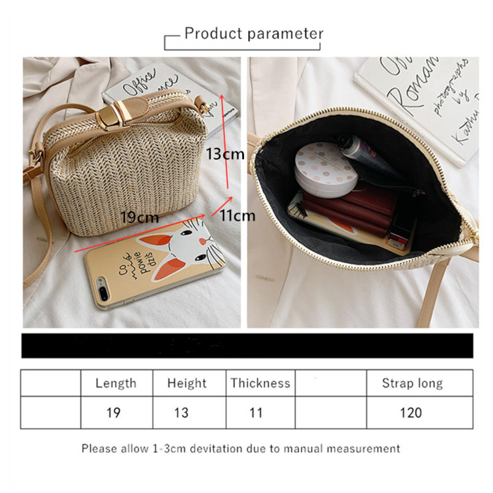 Women's Straw Bag Korean New Summer Fashion Single Shoulder Crossbody Bag Female Casual Beach Vacation Handbags 2023 Trends