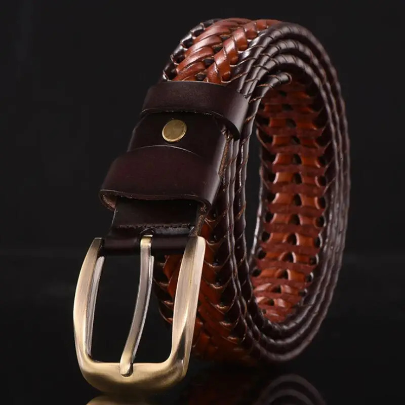 women Braided Belt For Mens Woven Belt Genuine Leather Cow Straps Hand Knitted er Men For Jeans Girdle Male belts 241107