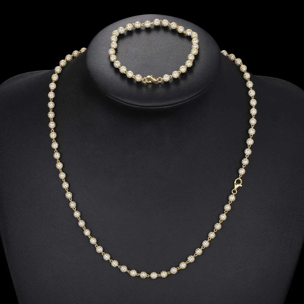 New Hip Hop Jewelry Rappers 5mm Sterg Sier VVS Moissanite Dia Iced Out Bead k Chain Necklace For Men