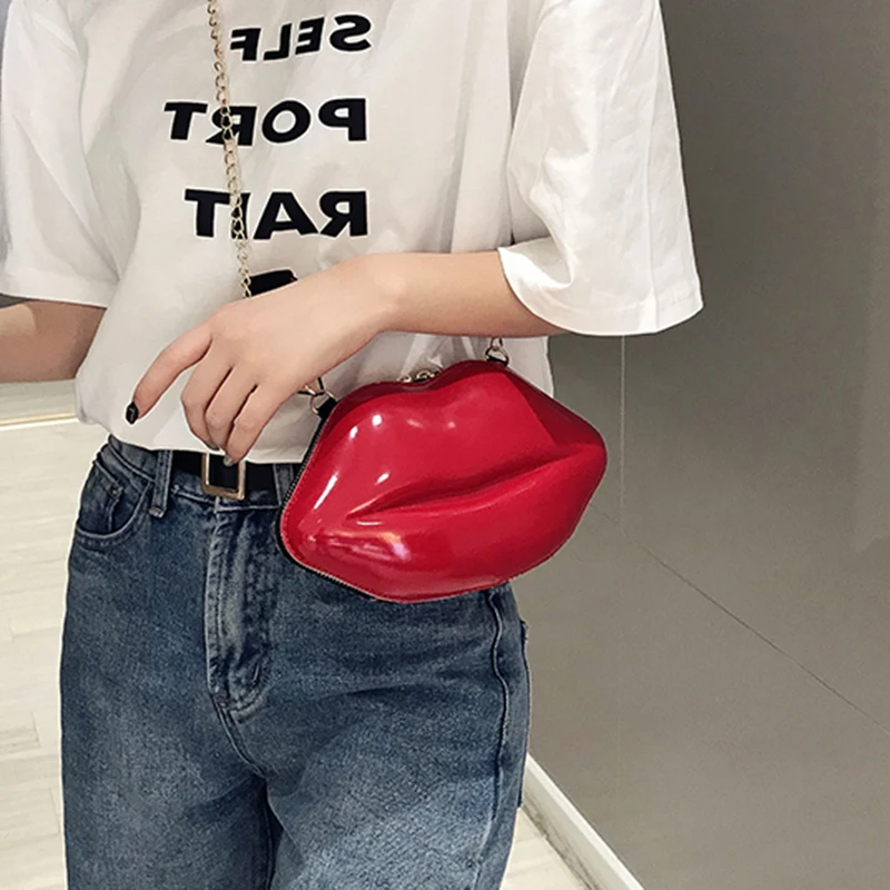 Luxury Designer Women Bags 2024 New Lip Print Women's Shoulder Bag Solid Zipper Messenger Bag Trend Brand Pure Color Handbag