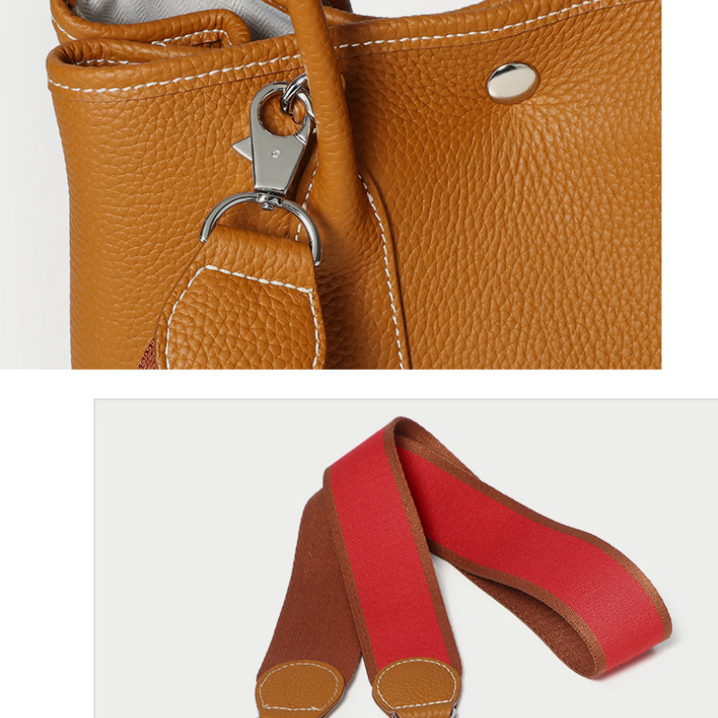 Women's Cowhide Tote Bags Luxury Designer Handbags Classic Fashion Crossbody Shoulder Bag Genuine Leather Colorblock Wide Straps