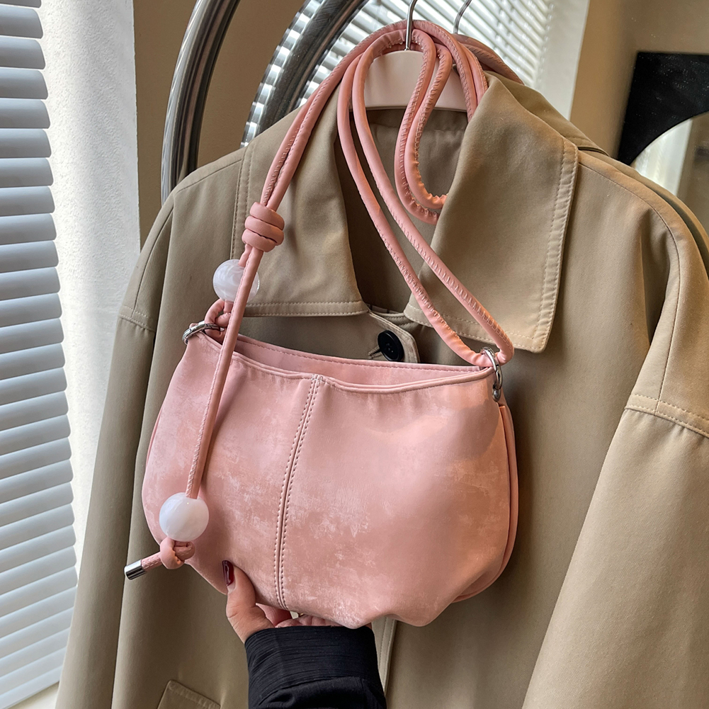 Women Casual Clutch Handbag Large Capacity PU Underarm Bag Stylish Armpit Bag Zipper Closure with Pearl for Party Vacation