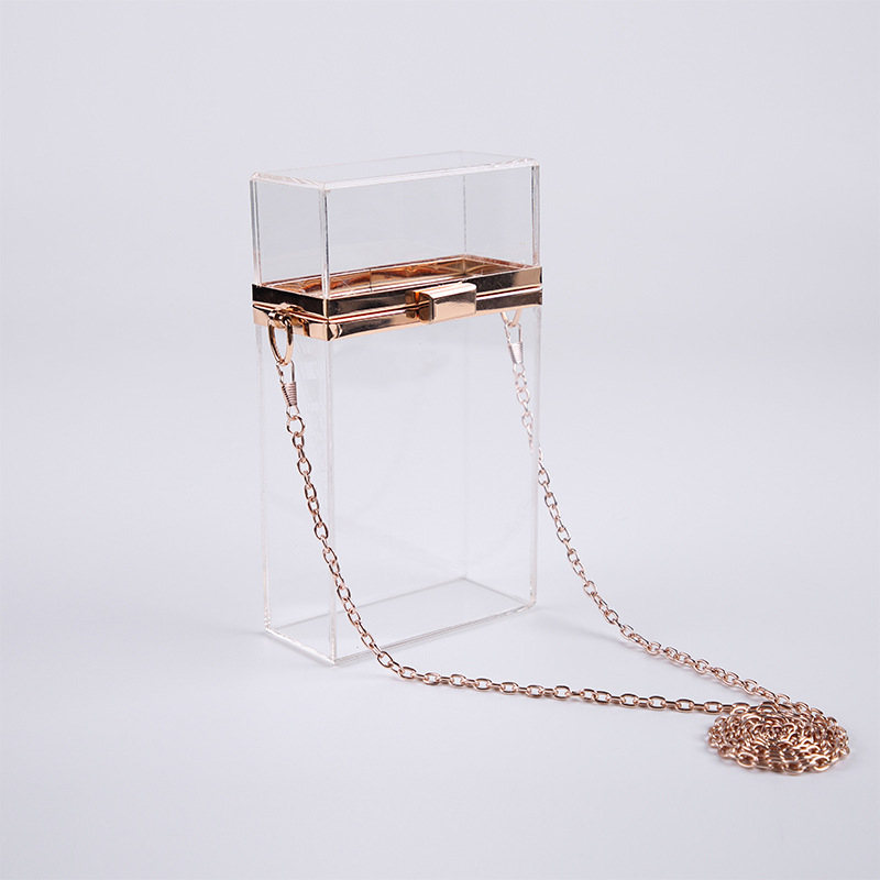 Transparent Bag Small Woman Mobile Phone Bag Chain Lipstick Messenger Handbag Personality Cigarette Case Acrylic Clutch New