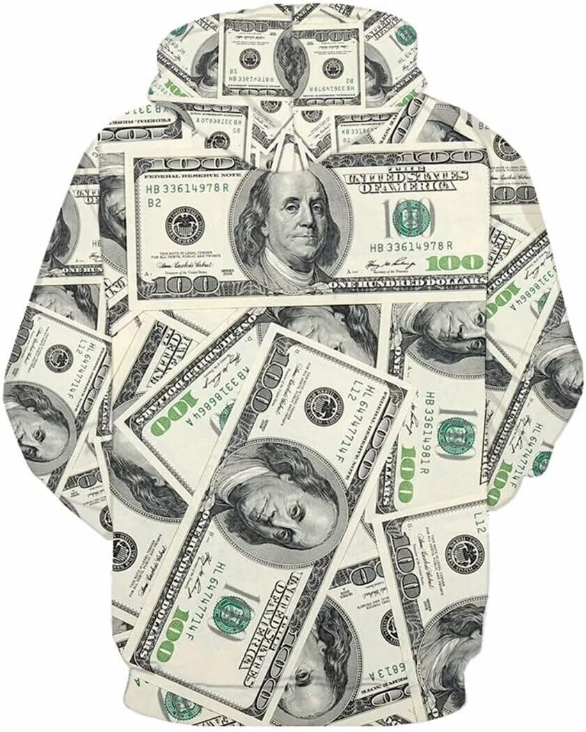 Hoodie for Mens Womens Mens Womens Dollar 3D Printed Hoodie Funny Money Sweatshirts Pullover Hoodie Casual Sweater Graphic Trendy colored patterns
