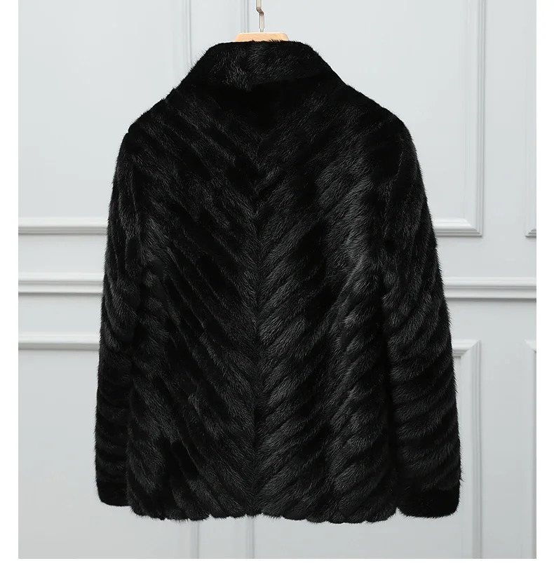 AYUNSUE mens fur leather jacket outerwear mens winter jacket autumn real mink coat mens clothing warm fur leather jacket carat chain Abrigos SGG 24110