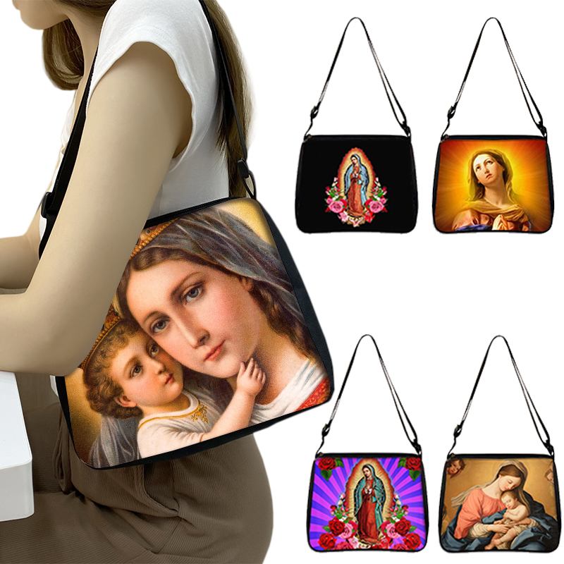 3D Print Virgin Mary Religion Shoulder Bags Our Lady of Guadalupe Crossbody Bag Messenger Bags Women Canvas for Travel Gift