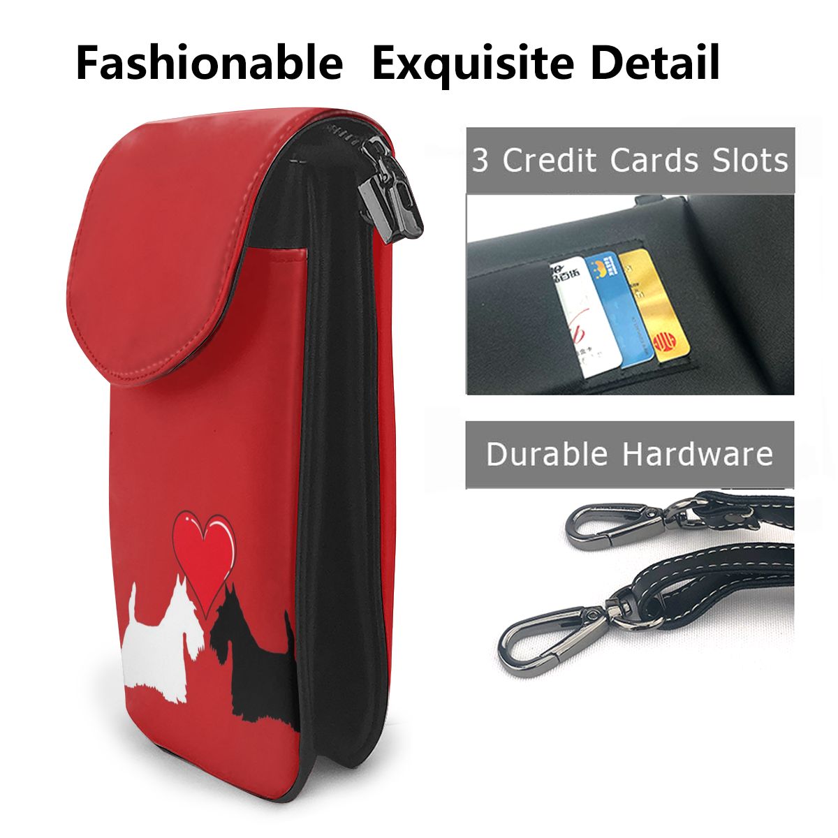 2021 PU Women's Designer Crossbody Bag Fashion Scottie Dog Small Square Bag Interior Fashionable Red Crossbody Bags For Girls