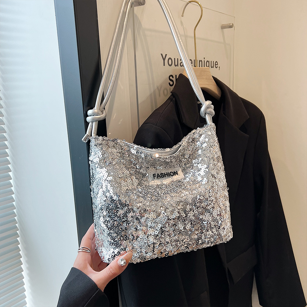 Women Shining Glitter Evening Clutch Bag Luxury Designer Purses and Handbag Silver Shoulder Hobo Bags For Wedding Party Satchel